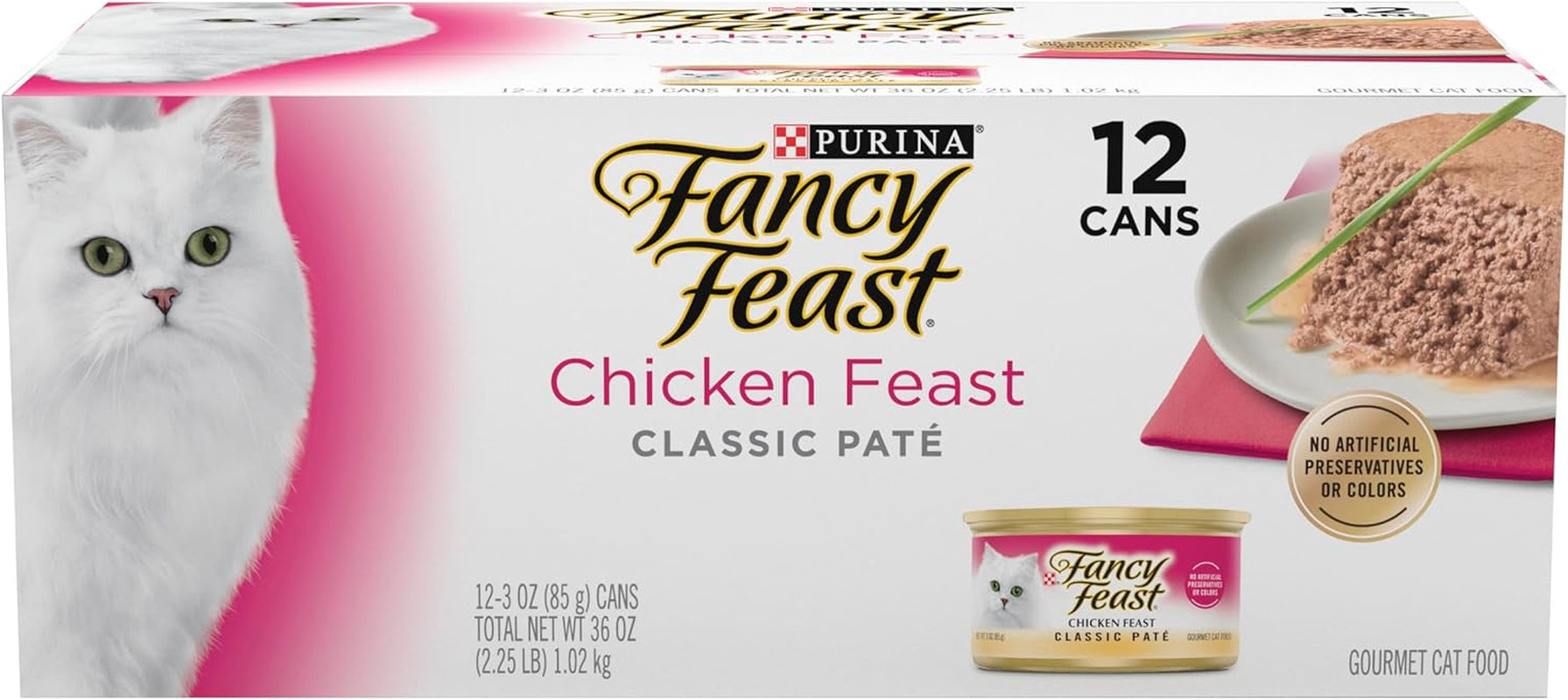 Poultry and Beef Feast Classic Pate Collection Grain Free Wet Cat Food Variety Pack - (Pack of 30) 3 Oz. Cans