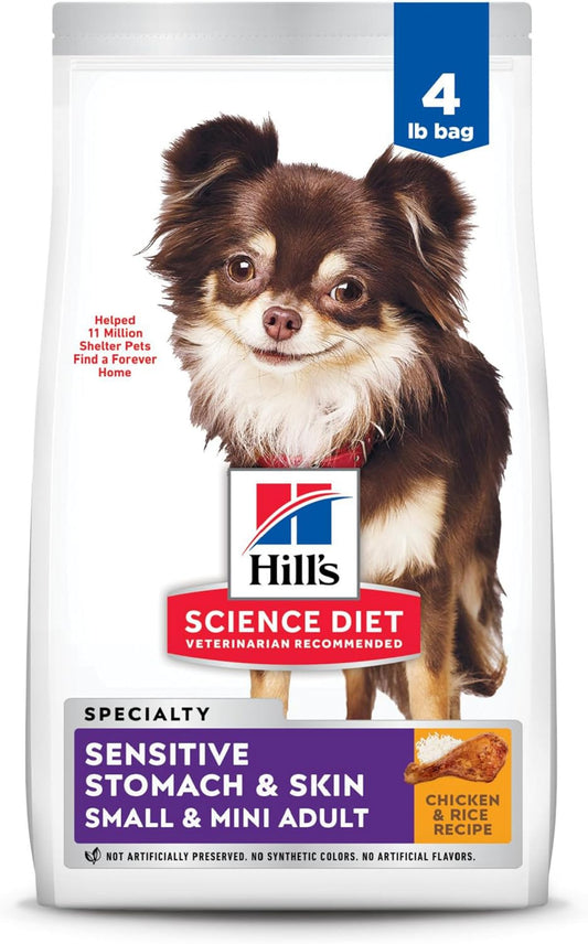 Sensitive Stomach & Skin, Adult 1-6, Small & Mini Breeds Stomach & Skin Sensitivity Support, Dry Dog Food, Chicken Recipe, 4 Lb Bag