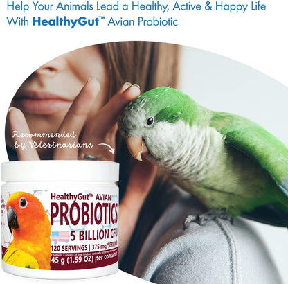 Healthygut™ Avian Probiotics Dietary Supplement for Parrots, All-Natural Digestive System Formula