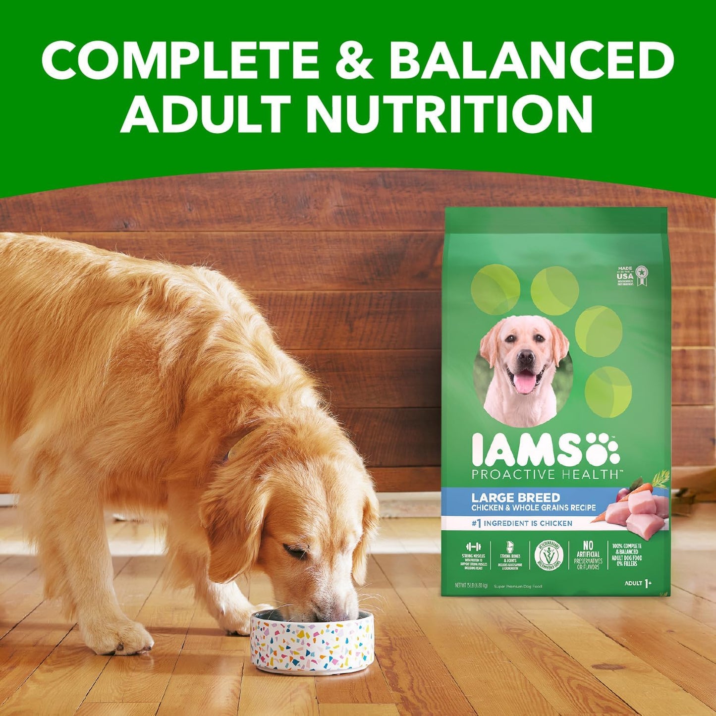 IAMS Proactive Health Large Breed Adult Dry Dog Food with Real Chicken