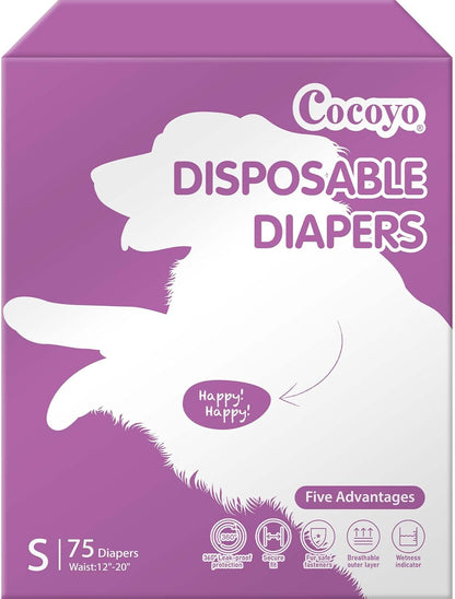 COCOYO Disposable Dog Diapers Female, Doggie Diapers Female,Puppy Diapers Female, Super Absorbent, Breathable, Wetness Indicator