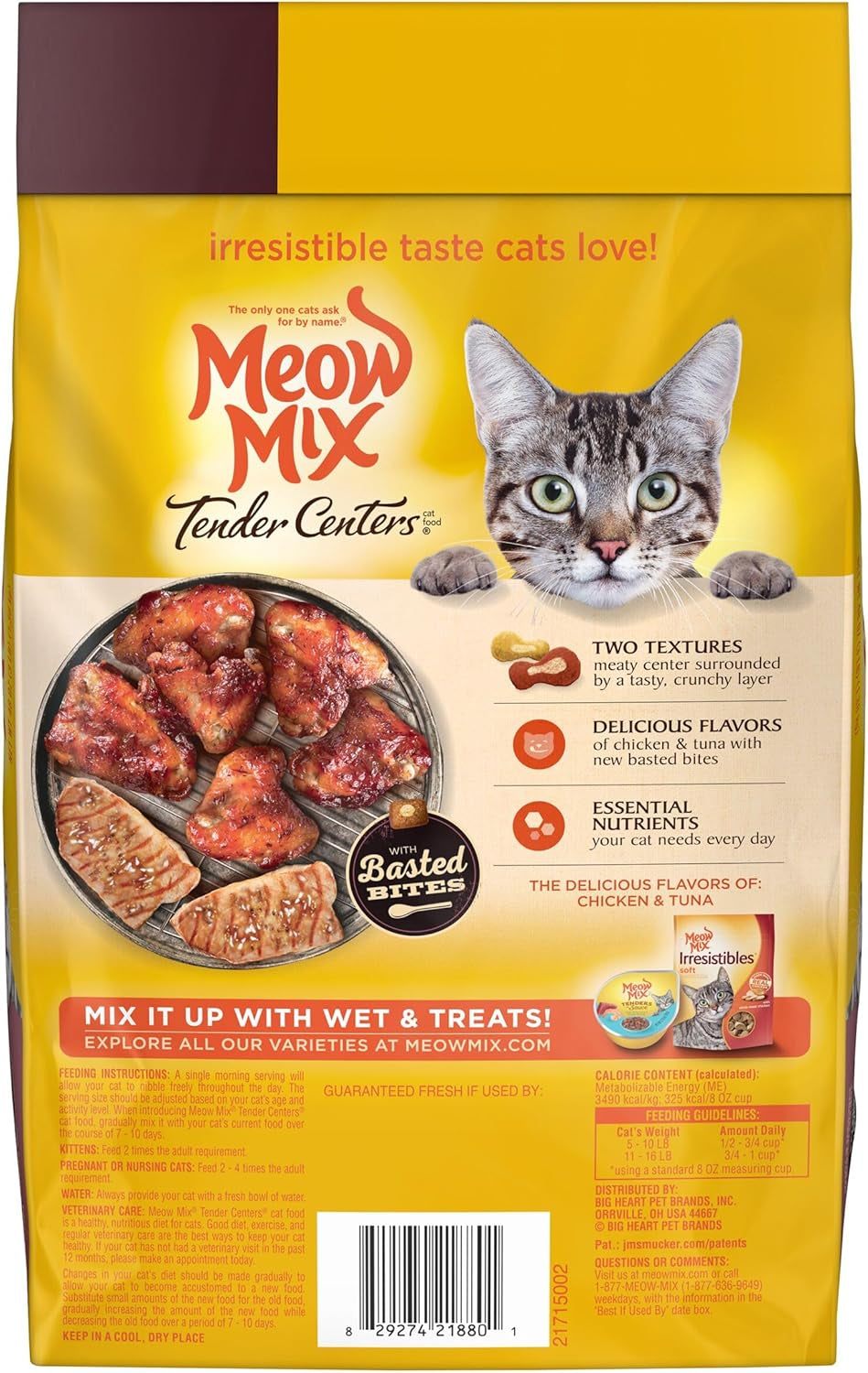 Meow Mix Tender Centers Basted Bites Dry Cat Food, Crunchy outside Meaty Inside