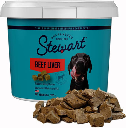 Stewart Single Ingredient Freeze Dried Raw Dog Treats, 21 Ounce Resealable Tub, Training Treats or Meal Topper Dogs, High Protein, Grain Free, Gluten Free