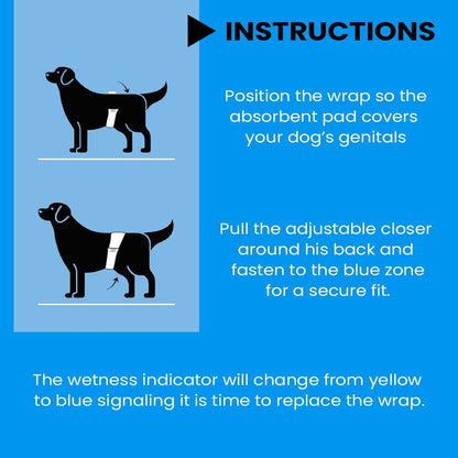 BV Dog Diapers Male Super Absorbent - 50 Count Male Dog Diapers Disposable - Doggie Diapers with Wetness Indicator - Adjustable Male Dog Wraps - Ideal for Incontinence/Training