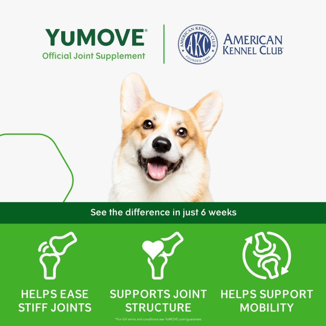 Lintbells Yumove Joint Supplement Dog Chews - Contains Glucosamine, Green Lipped Mussel - Natural Relief from Hip Ache, Stiff Joints - 1 Month’S Supply