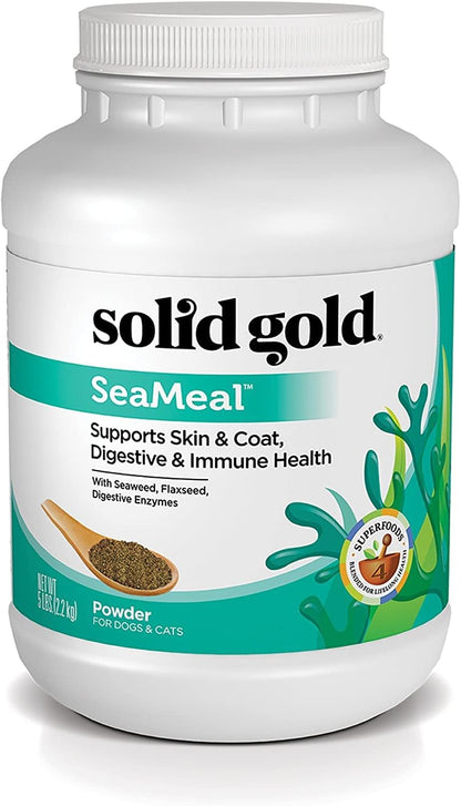 Solid Gold Seameal Cat & Dog Food Topper - Kelp Powder Dog & Cat Multivitamin - Omega 3 & Digestive Enzymes for Skin & Coat, Gut + Immune Support