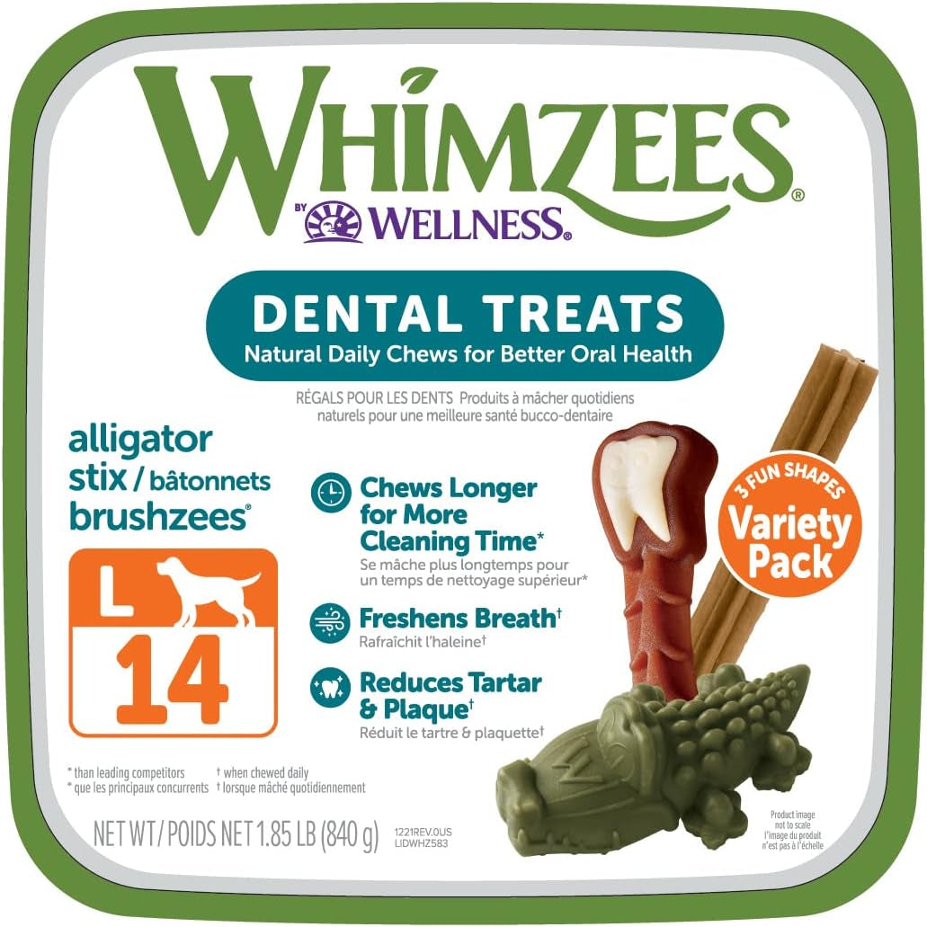 WHIMZEES by Wellness Long Lasting Dog Chews Value Box: All Natural Grain Free Treats to Help Clean Teeth & Reduce Plaque & Tartar - for Dogs 40-60 Lbs