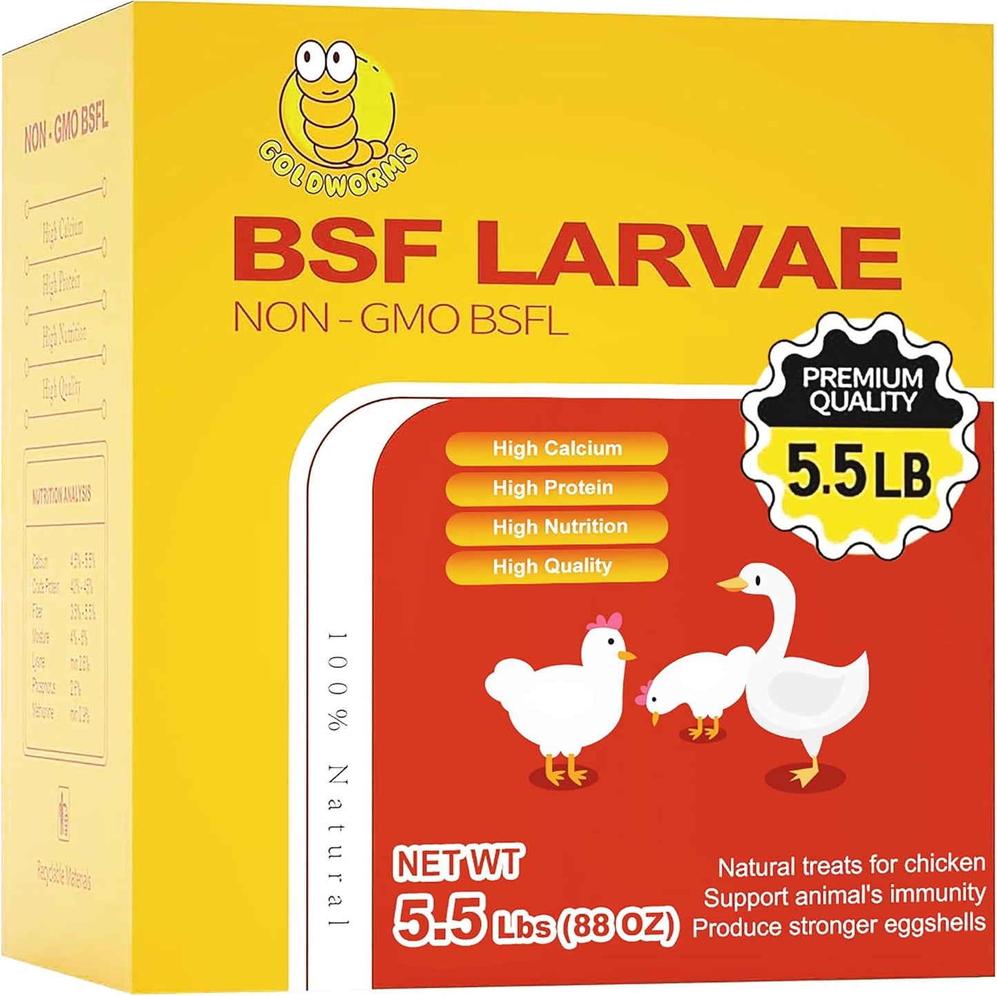 Dried Black Solider Fly Larvae of Chicken Treats - BSF Larvae 85X More Calcium than Meal Worms -100% Natural Dried BSF for Chickens, Birds, Reptiles, Hedgehog, Geckos, Turtles, Hens