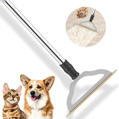 Pet Hair Remover for Carpets, Adjustable Long Handle Carpet Rake for Dog Cat Hair Removal, Powerful Carpet Hair Removal Broom, Reusable Large Fur Scraper Tool