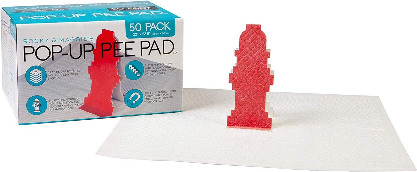 Rocky and Maggie'S - Pop-Up Pee Pad - Puppy Pee Pad - Male Puppies and Dogs Will Love the Hydrant Target Pee Pee Pad for Potty Training - No Need for Pee Pad Holders, Trays or Diapers