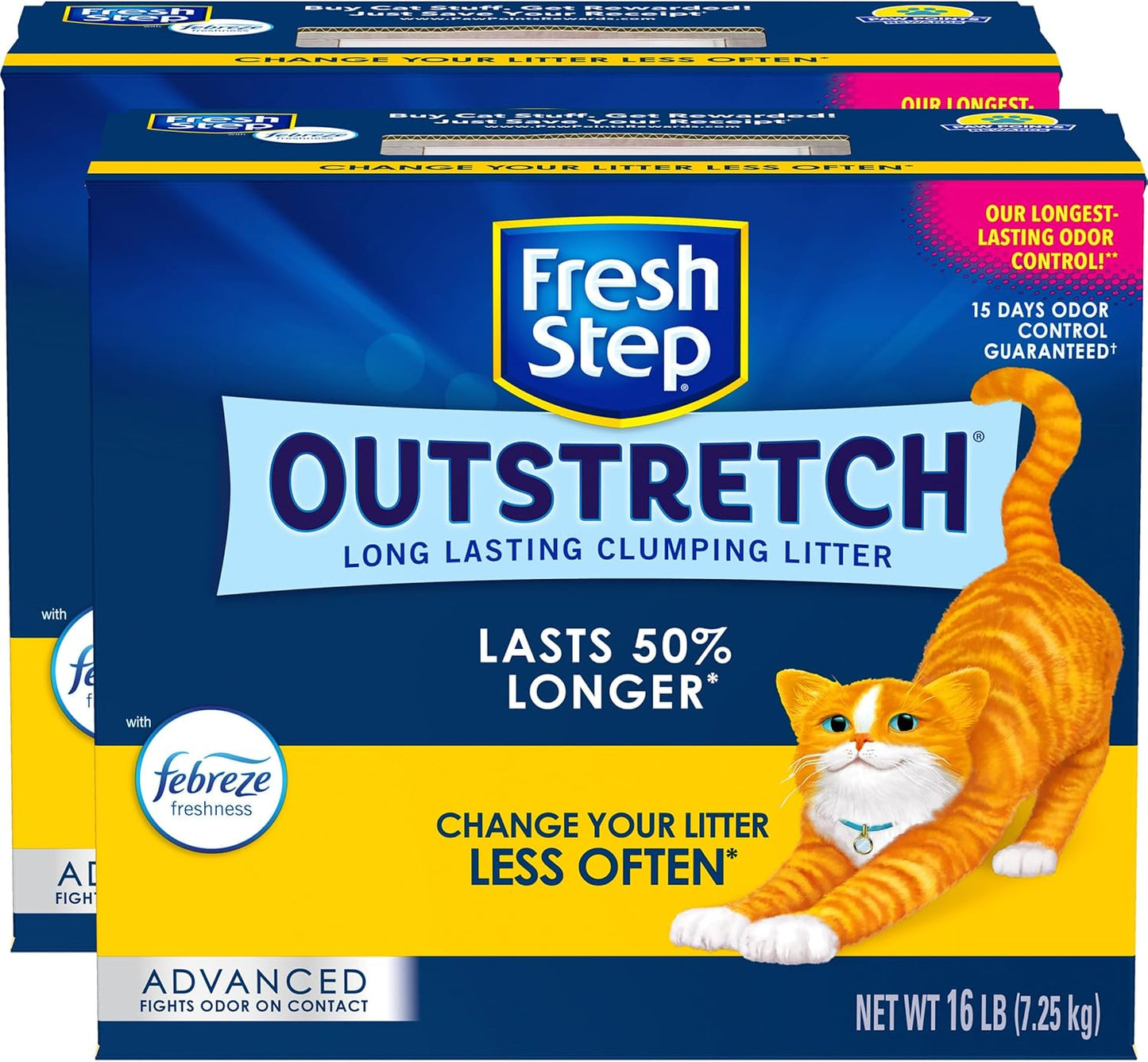 Fresh Step Outstretch Advanced Long Lasting Clumping Litter, Activated Charcoal Litter Lasts 50% Longer