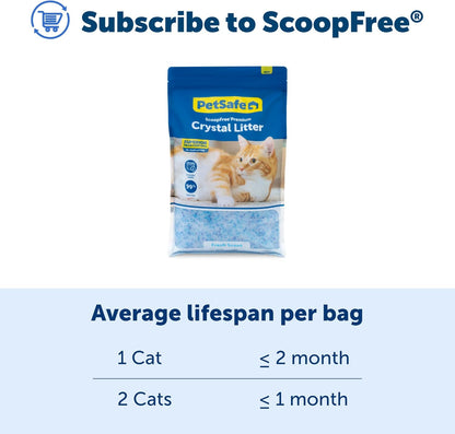 Petsafe Scoopfree Premium Crystal Cat Litter, Superior Odor Control, Absorbs 5X Faster, Low Tracking for Less Mess, Lasts up to 2 Months, Lightly Scented