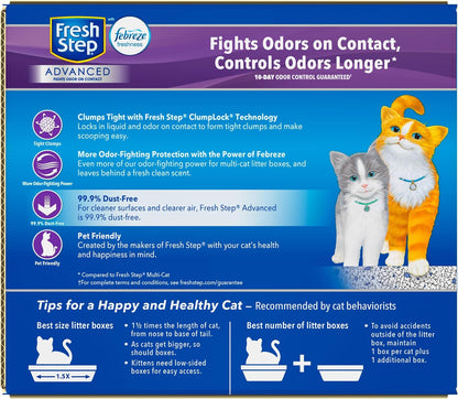 Fresh Step Advanced Multi-Cat Clumping Litter with Febreze Freshness, Fresh Step Clumping Cat Litter Extra Strength Formula with Guaranteed Odor Control