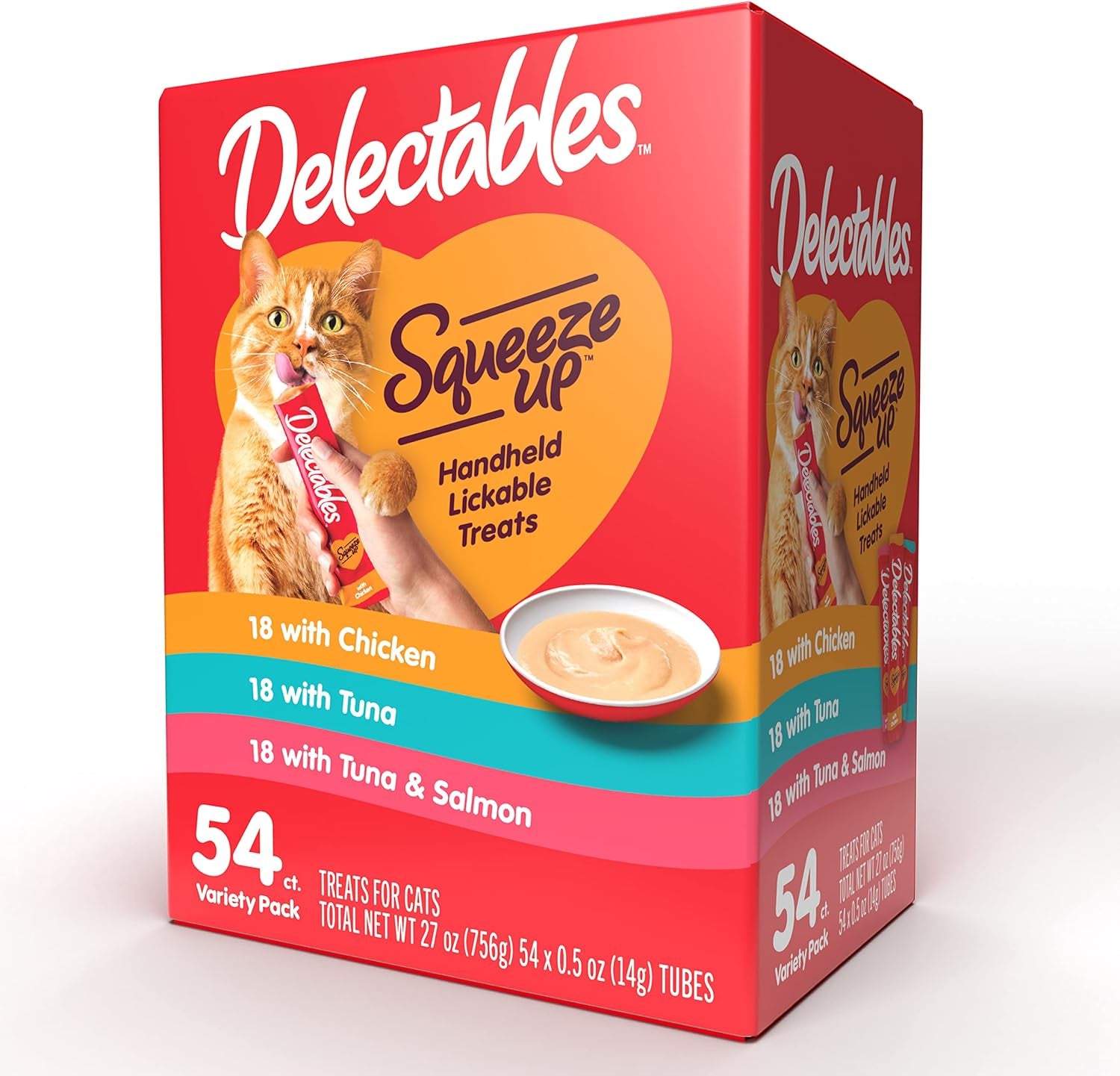 Delectables Squeeze up Interactive Lickable Wet Cat Treats for Adult & Senior Cats, Tuna & Shrimp, 24 Count, 12 Ounces