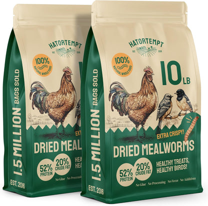 Dried Mealworms - Premium Organic Non-Gmo Dried Mealworms for Chickens - High Protein Chicken Feed Meal Worms for Wild Birds & Chicken Treats for Laying Hens