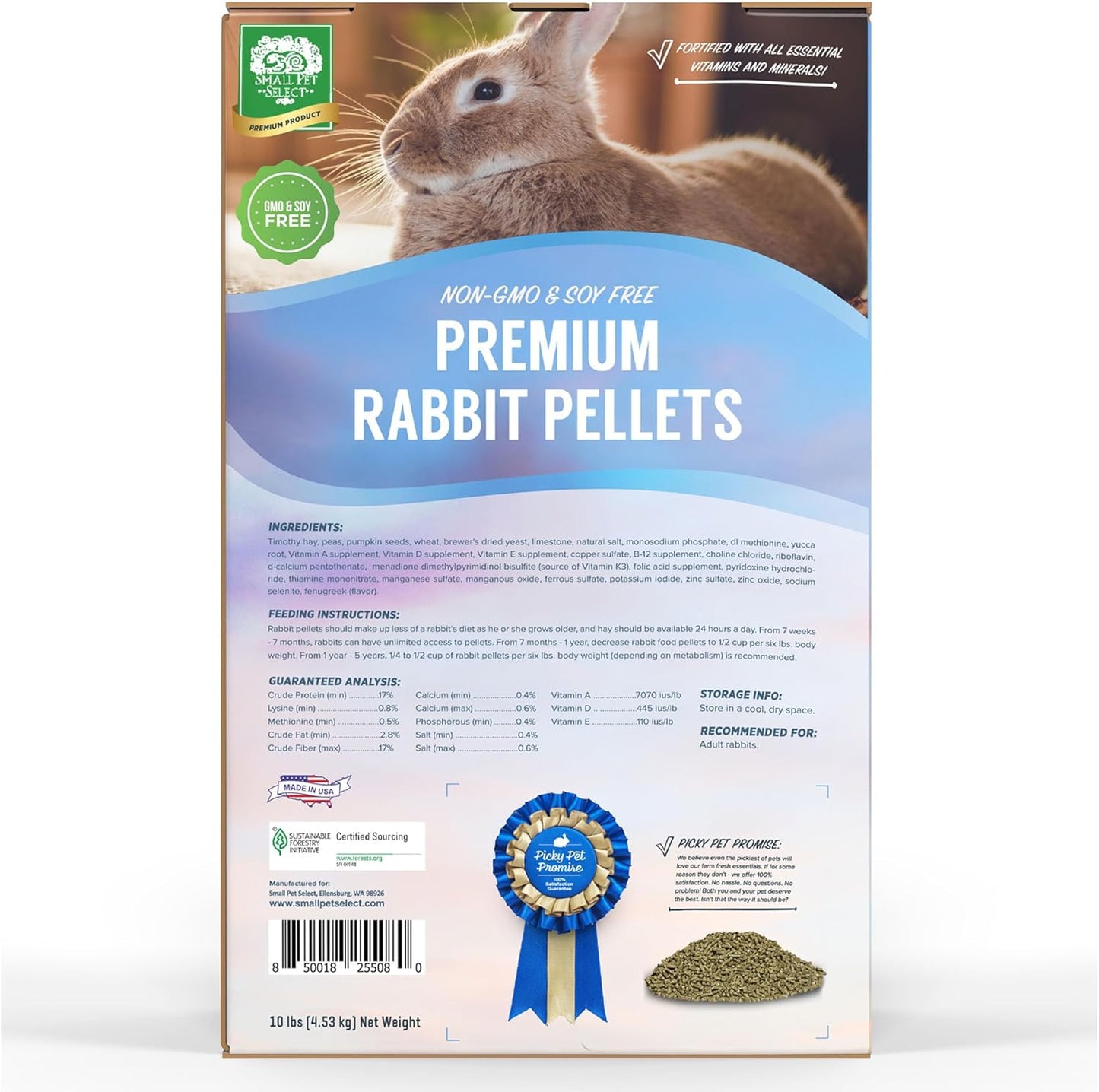 Small Pet Select-Premium Rabbit Pellet Food, Non-Gmo, Soy Free. Local Ingredients in Pacific Northwest