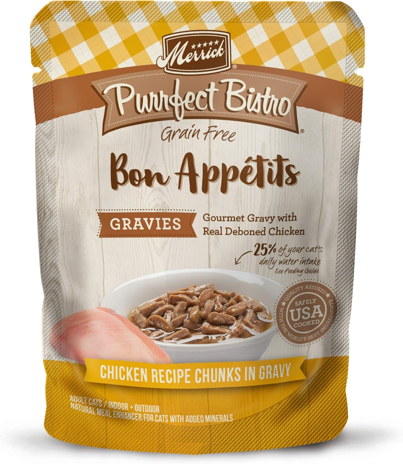 Merrick Purrfect Bistro Bon Appetits Premium Grain Free Wet Cat Food Topper, (Pack of 24) 3 Oz. Pouches