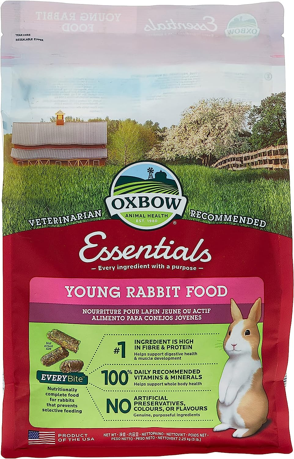 Essentials Adult Rabbit Food - All Natural Adult Rabbit Pellets - Veterinarian Recommended- No Seeds, Fruits, or Artificial Ingredients- All Natural Vitamins & Minerals- Made in the USA- 10 Lb.