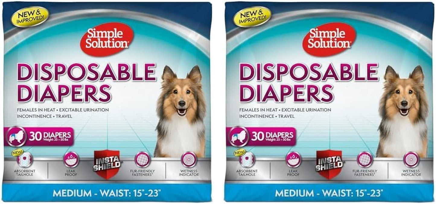 Simple Solution Disposable Dog Diapers for Female Dogs, True Fit, Absorbent, Leak Proof with Wetness Indicator, XL Puppy & Doggie Period Pad and Pee Diaper, for Large Pets