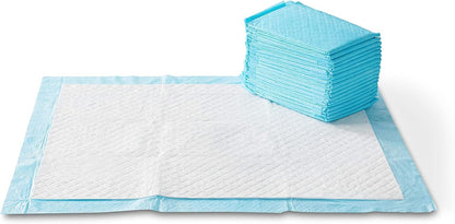 Dog and Puppy Pee Pads with 5-Layer Leak-Proof Design and Quick-Dry Surface for Potty Training, Standard Absorbency, Regular Size, 22 X 22 Inch - Pack of 50, Blue & White