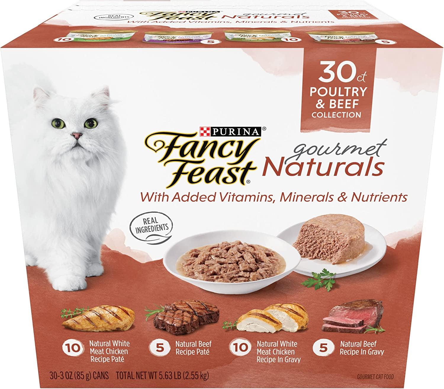 Poultry and Beef Feast Classic Pate Collection Grain Free Wet Cat Food Variety Pack - (Pack of 30) 3 Oz. Cans