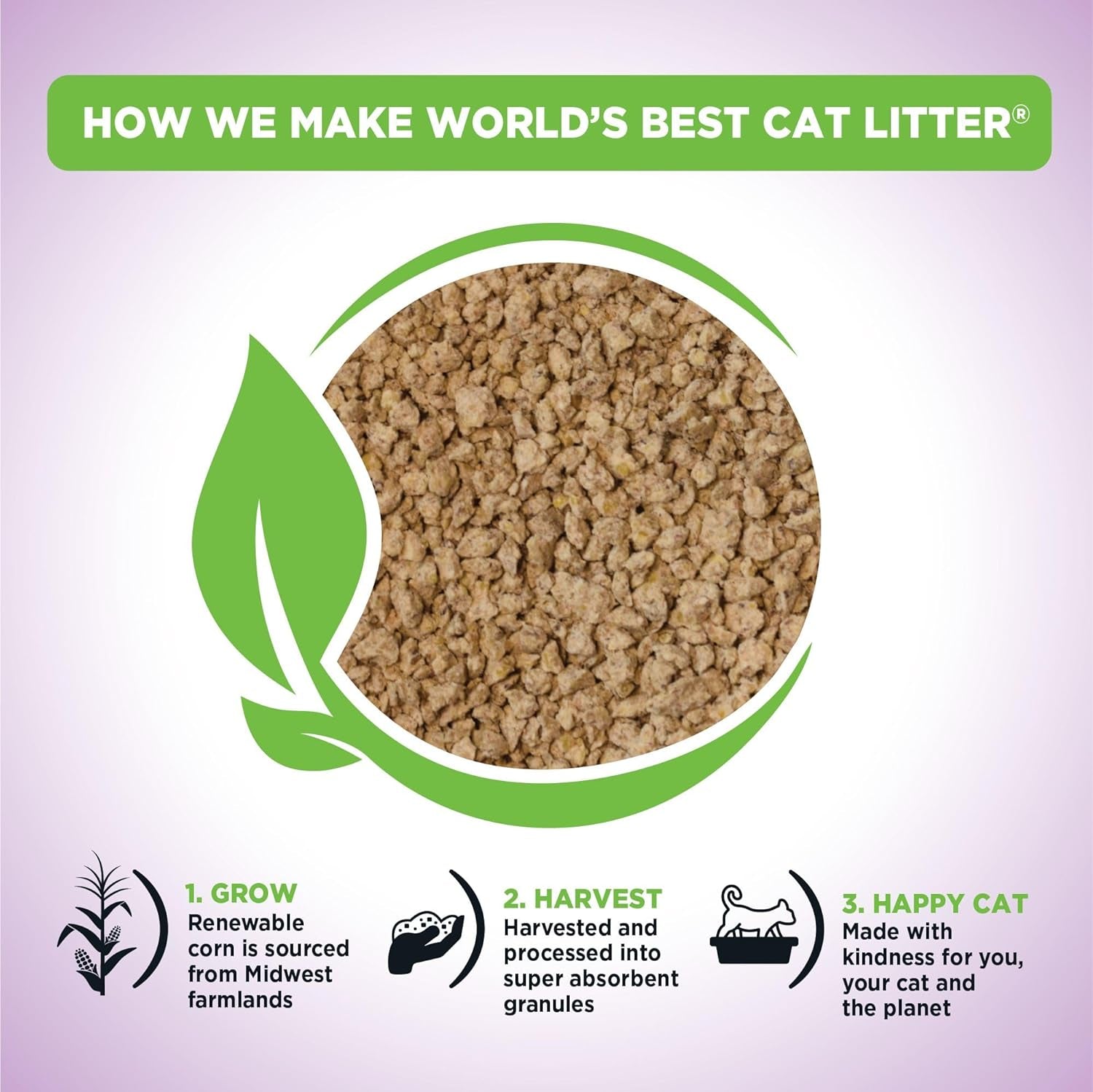 WORLD'S BEST CAT LITTER Multiple Cat Lavender Scented - Natural Ingredients, Quick Clumping, Flushable, 99% Dust Free & Made in USA - Calming Fragrance & Long-Lasting Odor Control