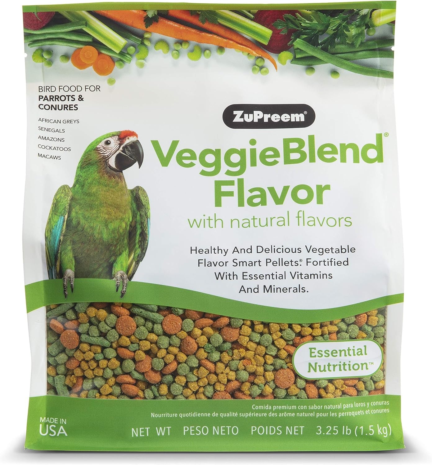 Zupreem Bird Pellets, Daily Bird Food for Parrot, Core Nutrition for Birds