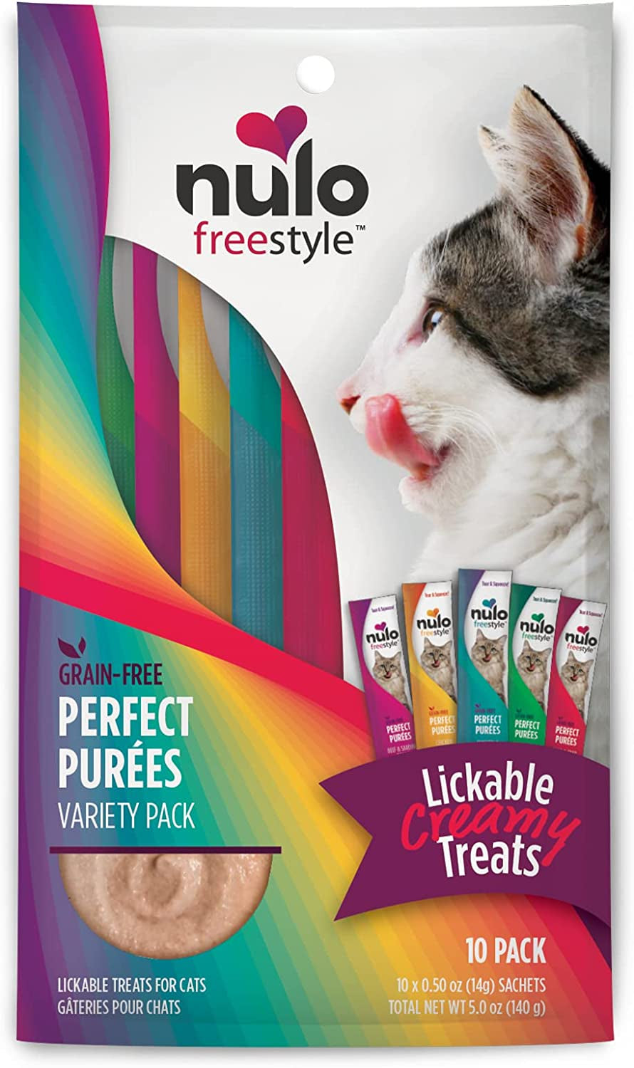 Nulo Freestyle Grain-Free Perfect Purees Premium Wet Cat Treats, Squeezable Meal Topper for Felines, High Moisture Content to Support Cat Hydration