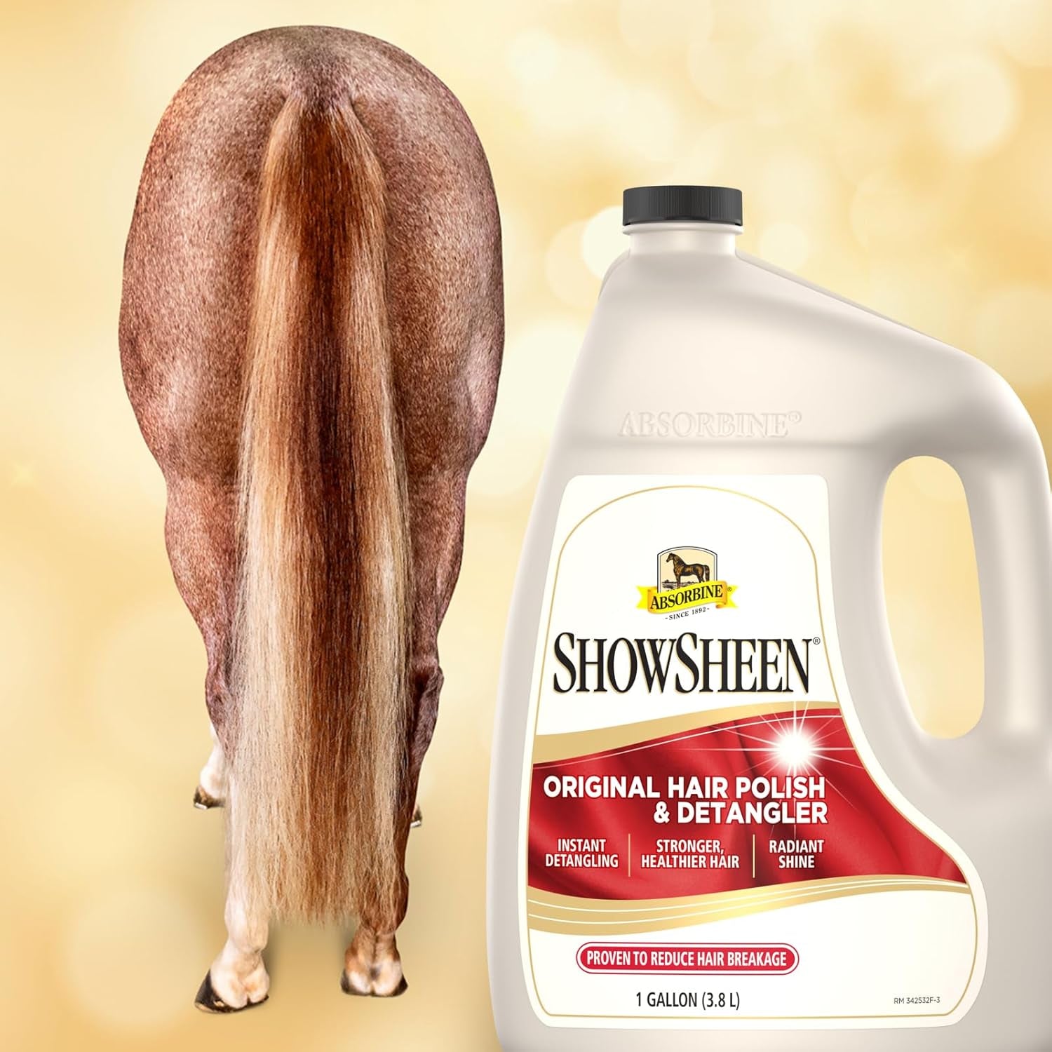 Showsheen Hair Polish & Detangler 128Oz Refill Jug, Horse and Dog Coat, Mane and Tail, Instant Detangling & Reduces Hair Breakage for Healthy Grooming & Radiant Shine