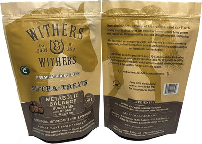 Withers & Withers Sugar-Free Horse Treats - Organic Cinnamon with Oat Bran Horse Cookies, Goat Treats 16 Oz – Humane Plant-Based Ingredients