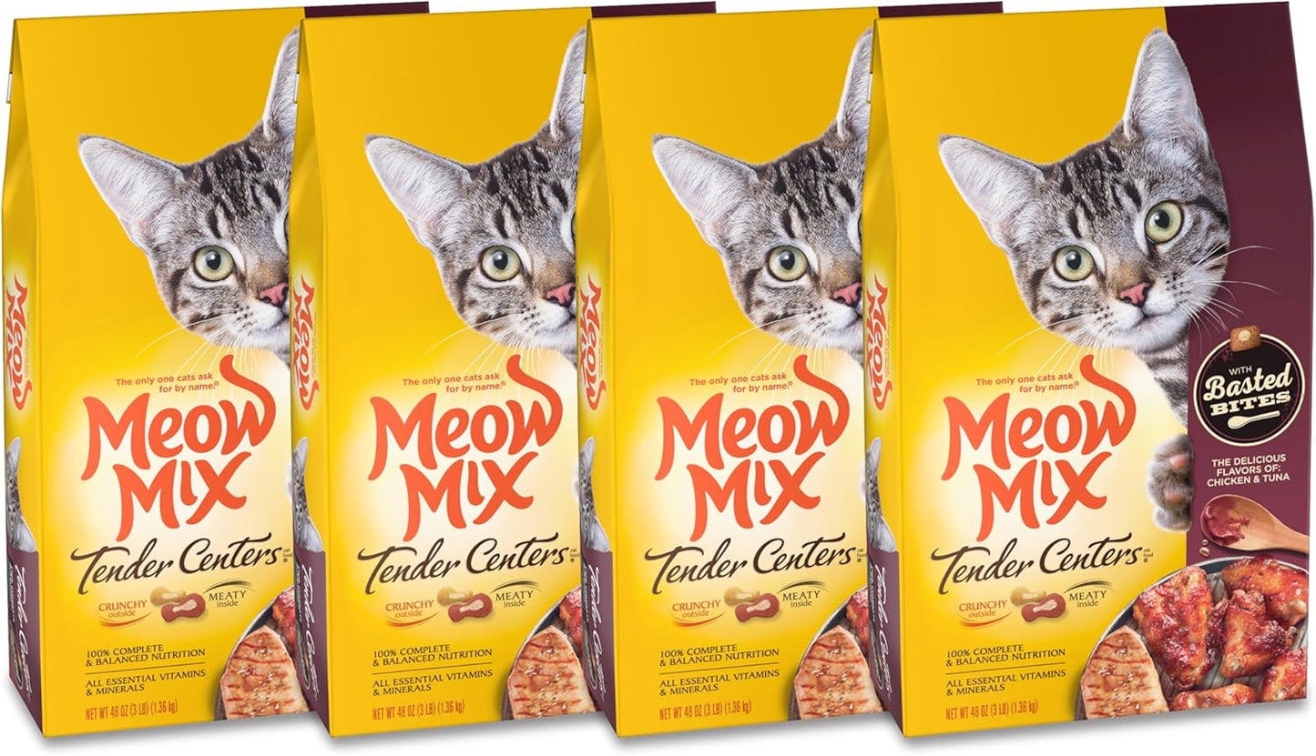 Meow Mix Tender Centers Basted Bites Dry Cat Food, Crunchy outside Meaty Inside