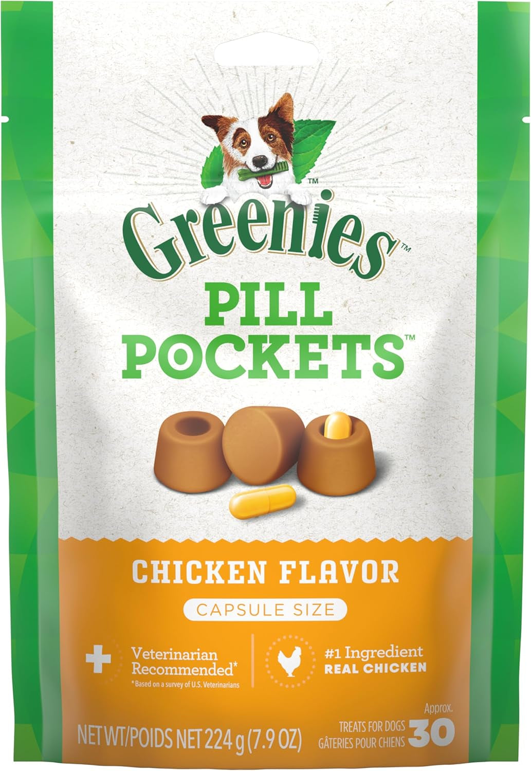 Chicken Flavor Capsule Size Pill Pockets Treats for Dogs