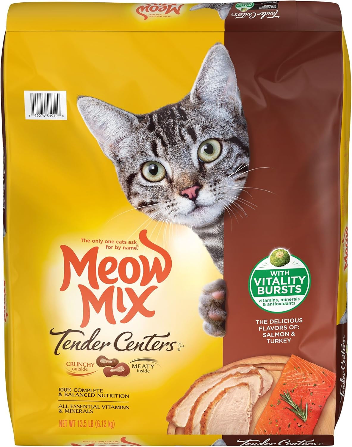 Meow Mix Tender Centers Basted Bites Dry Cat Food, Crunchy outside Meaty Inside