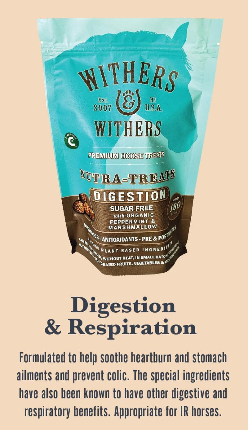 Withers & Withers Sugar-Free Horse Treats – Organic Peppermint, Marshmallow with Oat Bran Horse Cookies, Goat Treats 16 Oz – Humane Plant-Based Ingredients