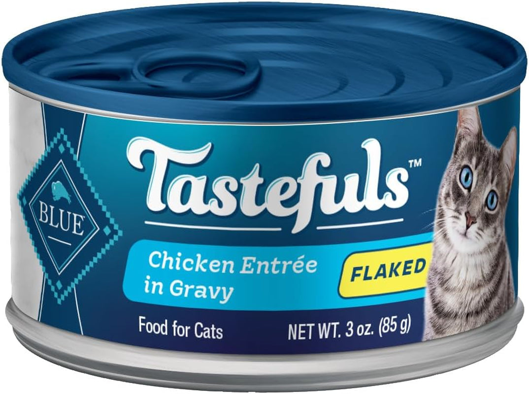 Tastefuls Flaked Wet Cat Food Variety Pack, Made with Natural Ingredients | Tuna, Chicken, Fish & Shrimp, 3-Oz. Cans (12 Count, 4 of Each)