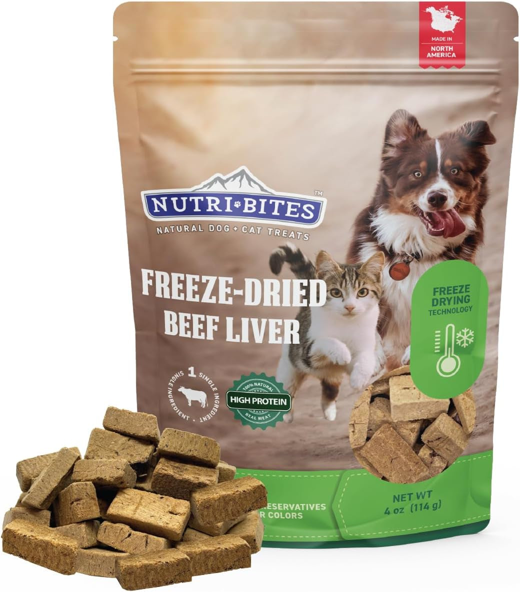 Nutri Bites Freeze Dried Dog & Cat Treats, Healthy Pet Training Treats or Food Topper, All Natural, Single Ingredient, High Protein, Premium Bulk Value Pack