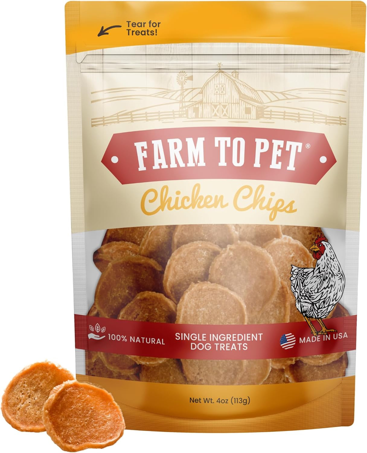 Dog Training Treats - Chicken Chips, Single Ingredient, Lean, All Natural, Healthy Dog Treats for Small, Medium, Large Dog Breeds, & Puppies, Made in USA