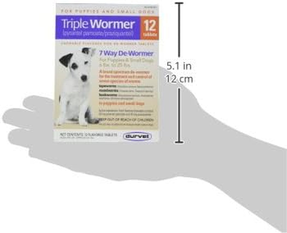 DURVET 12-Pack Triple Wormer Tablets for Puppies and Small Dogs