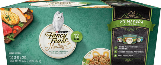 Purina Fancy Feast Wet Cat Food Variety Pack, Medleys Primavera Collection - (2 Packs of 12)