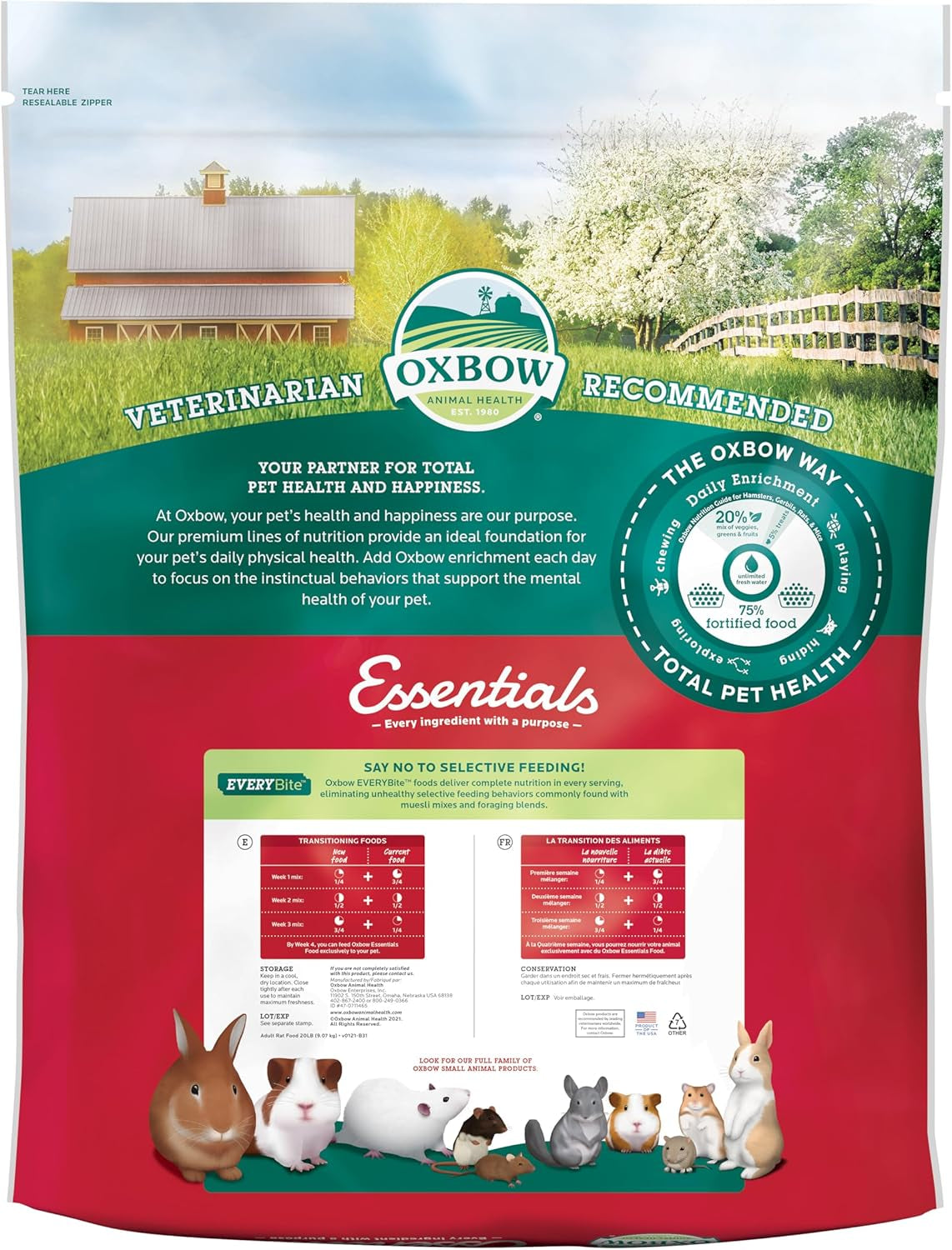 Oxbow Essentials Adult Rat Food - All Natural Adult Rat Food - Veterinarian Recommended - Made in the USA - Rich in Natural Vitamins & Minerals - No Artificial Ingredients