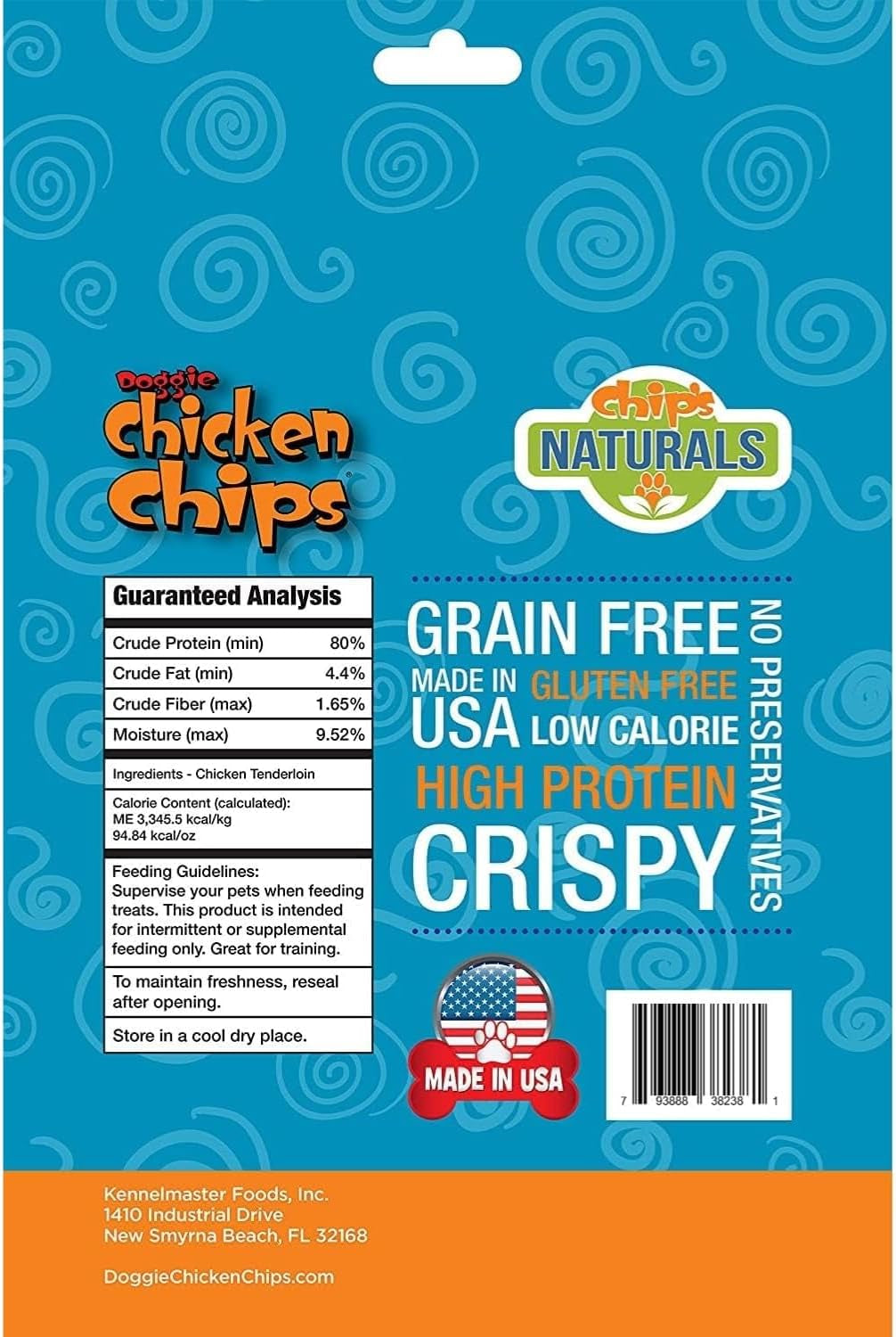 Chip'S Naturals Doggie Chicken Chips Large 15 Oz All Natural High Protein Low Calorie Healthy Dog Treats, Grain Free Gluten Free USDA Inspected & Approved Chicken Treat for Dogs, Pet Supplies