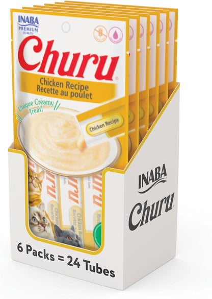 Churu Cat Treats, Grain-Free, Lickable, Squeezable Creamy Purée Cat Treat/Topper with Vitamin E & Taurine, 0.5 Ounces Each Tube, 50 Tubes, Tuna & Chicken Variety