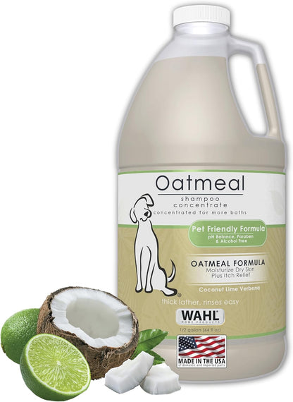 Wahl USA Dry Skin & Itch Relief Pet Shampoo for Dogs – Oatmeal Formula with Coconut Lime Verbena