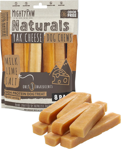 Mighty Paw Yak Cheese Dog Chews - All-Natural Treats for Dogs - High Protein Treat with 68 Grams of Protein per Chew - Delicious and Long Lasting - Odor Free with Limited Ingredients