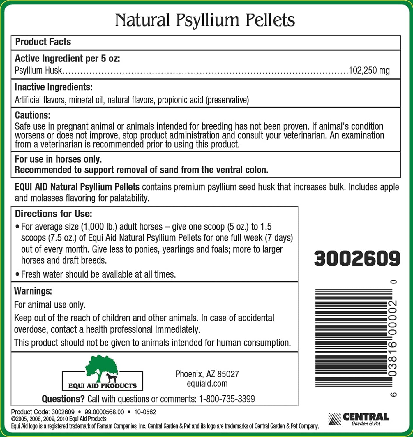 Farnam Equi Aid Natural Horse Psyllium Pellets Supplement, Supports Removal of Sand & Dirt from the Ventral Colon