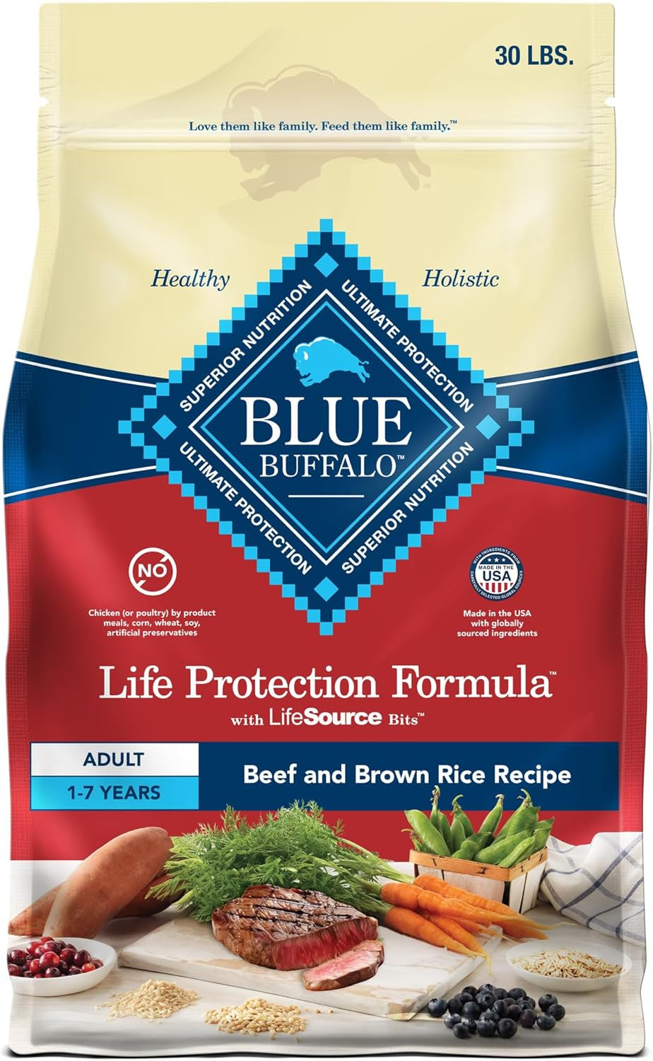 Life Protection Formula Adult Dry Dog Food, Helps Build and Maintain Strong Muscles, Made with Natural Ingredients, Chicken & Brown Rice Recipe, 30-Lb. Bag