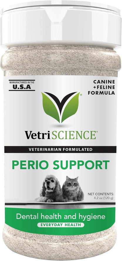 Vetriscience Perio Support Cat & Dog Teeth Cleaning Dental Powder - Cat & Dog Breath Freshener - Clinically Proven Plaque and Tartar Support