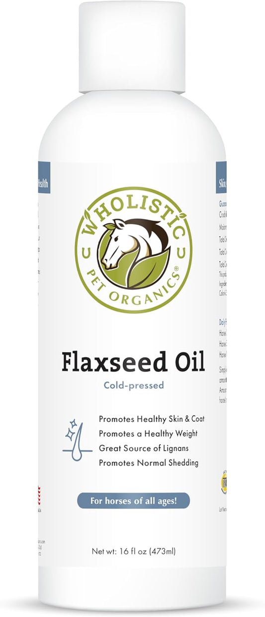 Wholistic Pet Organics Flaxseed Oil: Organic Flaxseed Oil for Horses -Flax Oil Horse Supplement with Antioxidant Rich Rosemary and Omega 3, 6 Fatty Acids for Cardio, Immune, Skin and Coat Health