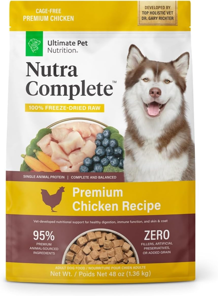 ULTIMATE PET NUTRITION Nutra Complete, 100% Freeze Dried Veterinarian Formulated Raw Dog Food with Antioxidants Prebiotics and Amino Acids