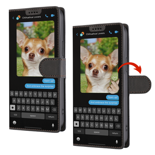 Message caché de Chihuahua - Étui portefeuille ludique pour téléphone V2